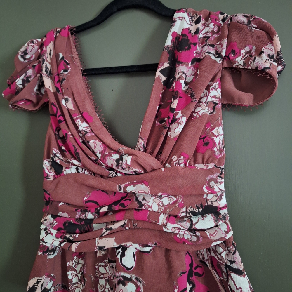 Karl Lagerfeld Pink and Brown Floral Dress